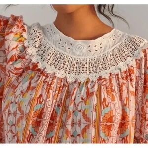 ANTHROPOLOGIE Peter Pan Lace Collar Dress NWT PXS Prairie Cottagecore Twee